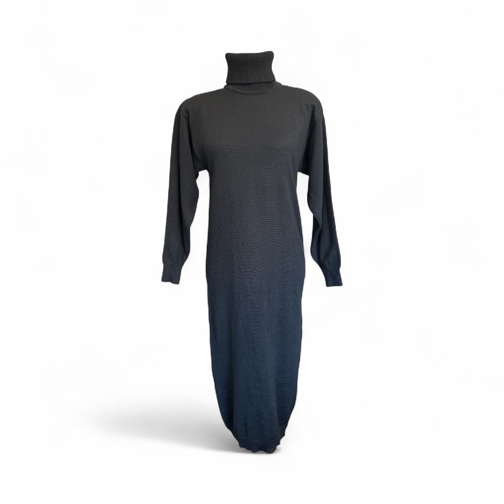 VTG Paul Stanley Petites Knit Wool Dress Turtleneck‎ Long Sleeve Women's Small